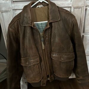 1980s vintage Men’s brown leather bomber jacket size small/size 36